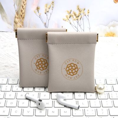 Custom Logo Printed Pu Leather Pouch Waterproof Leather Key Coin Jewelry Pouch