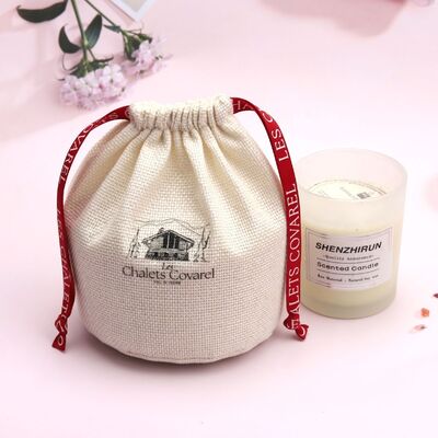 Custom Logo Printed Eco Friendly Jute Bag Linen Drawstring Bag for Coffee Beans