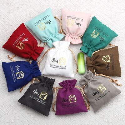 Velvet Jewelry Dust Bags Colorful Suede Drawstring Bag Custom Logo Printed