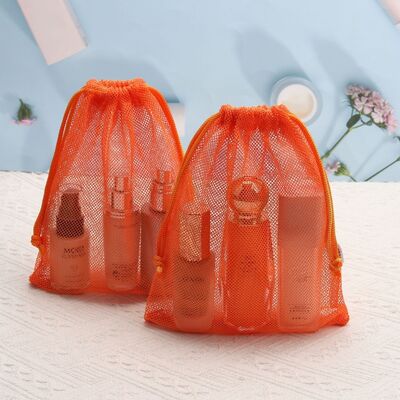 Small Nylon Mesh Drawstring Bag Custom Logo Printed for Cosmetic Soap Storage