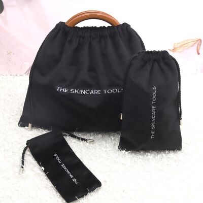 Velvet Drawstring Shoe Bag Clothing Hat Dust Pouch Screen Printed With Bead