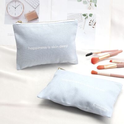 Cotton Canvas Cosmetic Zipper Bags Customized Logo Printed 25x20