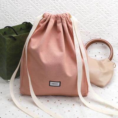 Square Canvas Drawstring Cosmetic Custom Dust Bag Custom Logo Printed