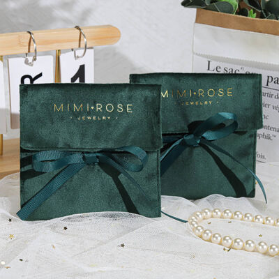 Personalized Suede Envelope Gift Bag With Logo High End Suede Flap Packaging Pouch