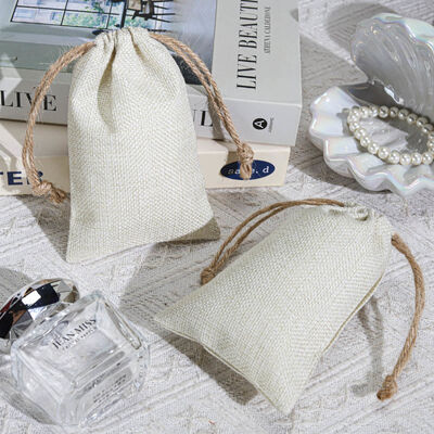 Organic Jute Coffee Beans Candle Drawstring Storage Bag Customized Jute Drawstring Dust Pouch