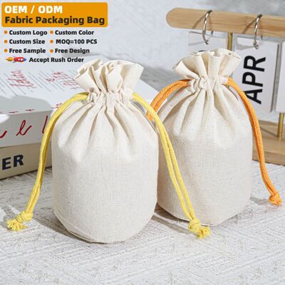 100pcs colorful organic 100% cotton drawstring dust bag natural muslin cotton bottle perfume candle storage pouch