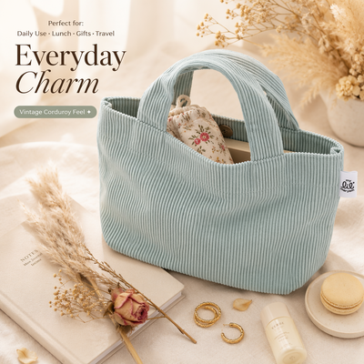 Thick Corduroy Handle Bag For Cosmetic Skincare Custom Fabric Label Corduroy Traveling Storage Pouch