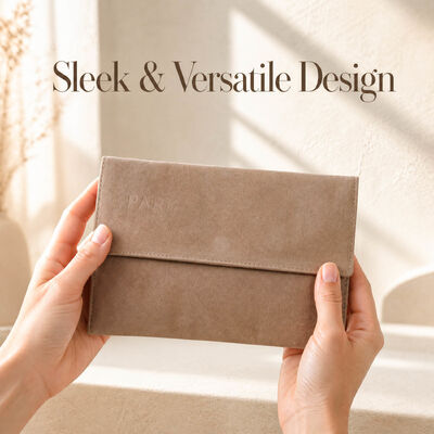 Double Layer Suede Envelope Cosmetic Packaging Pouch With Emboss Logo Elegant Brown Velvet Jewelry Envelope Gift Bag
