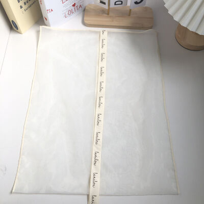 Printing Clothes Packaging Bag Cream Organza Envelope Dust Bag with Ribbon