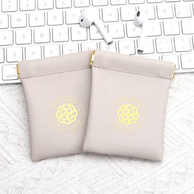 Custom Logo Printed Pu Leather Pouch Waterproof Leather Key Coin Jewelry Pouch