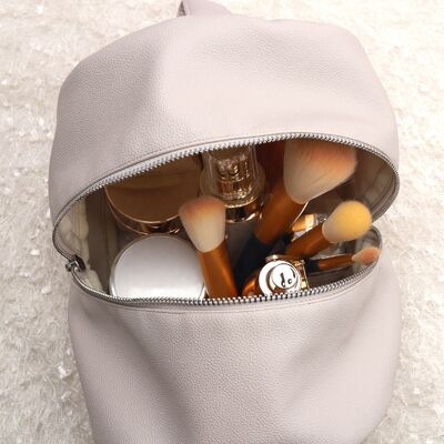 Handle Cosmetic Zipper Bag for Lady Custom Emboss Leather Travel Wash Makeup Pouch