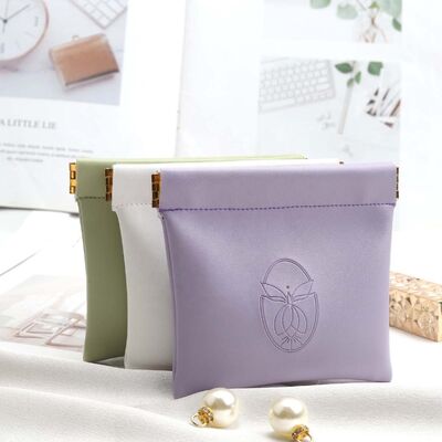 Custom Emboss Printed PU Leather Pouch for Jewelry Necklace Bracelet Storage