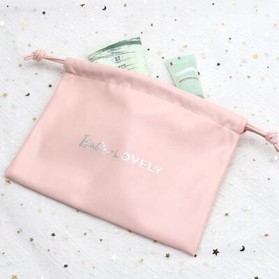 Cosmetic Pu Leather Drawstring Bag Luxury Waterproof Custom Logo Printed 20x15