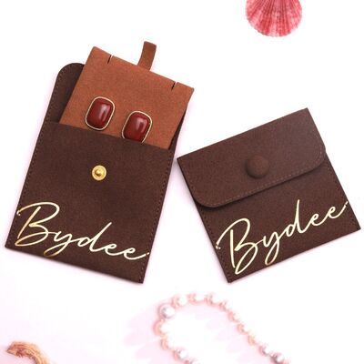 Microfiber Jewelry Dust Bag Snap Button Bag With Insert Pad