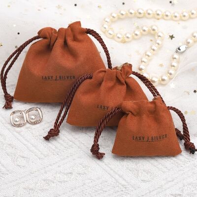 Custom Logo Suede Jewelry Bag Luxury Necklace Earring Storage Drawstring Pouch