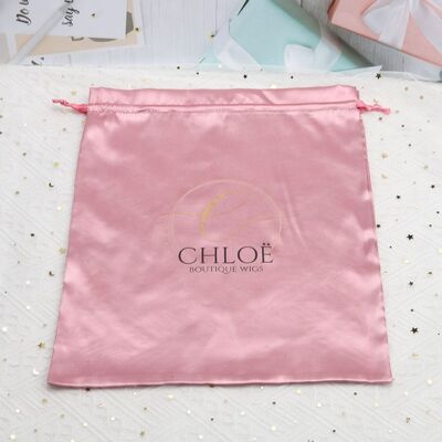 Custom Drawstring Satin Bag For Packing Soft Luxury Hair Logo Printed