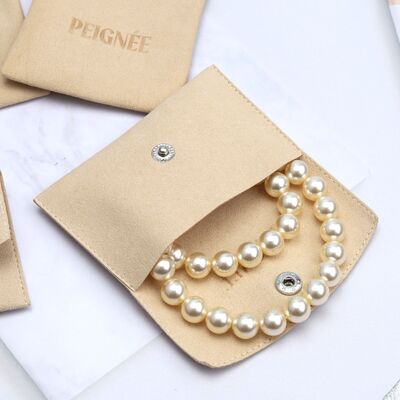 Luxury Envelope Microfiber Jewelry Pouch With Button Embossing Logo