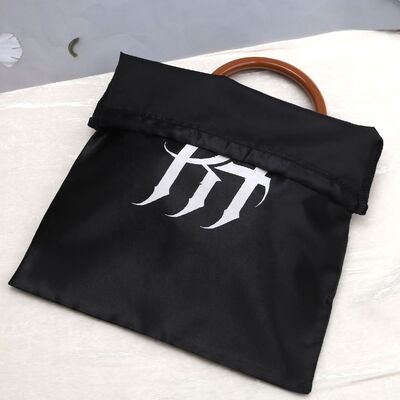 Drawstring Black Satin Bag Hair Clothes Hat Packing Custom Logo Printed