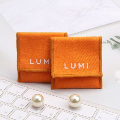 Cotton Twill Envelope Dust Bag Custom Printed 8x8cm for Necklace Earring Ring Storage