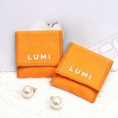 Cotton Twill Envelope Dust Bag Custom Printed 8x8cm for Necklace Earring Ring Storage