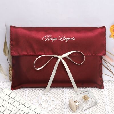 Red Satin Hair Envelope Pouch Underwear Clothes Handbag Packaging