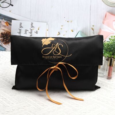 Custom Printed Envelope Satin Bag Hair Wig Cosmetic Packing Luxury Silk Satin Pouch