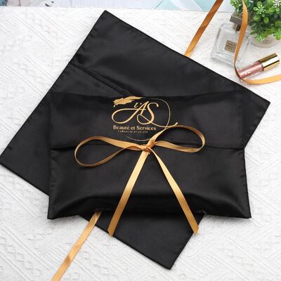 Custom Printed Envelope Satin Bag Hair Wig Cosmetic Packing Luxury Silk Satin Pouch