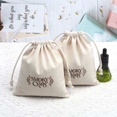 Eco Friendly Cotton Canvas Drawstring Bag For Cosmetic Printed Logo