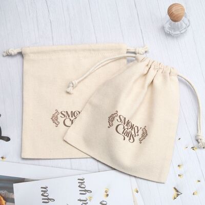 Eco Friendly Cotton Canvas Drawstring Bag For Cosmetic Printed Logo