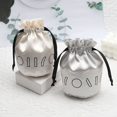 Round Bottom Satin Gift Candle Packaging Bag Custom Printed Drawstring Pouch
