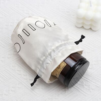Round Bottom Satin Gift Candle Packaging Bag Custom Printed Drawstring Pouch