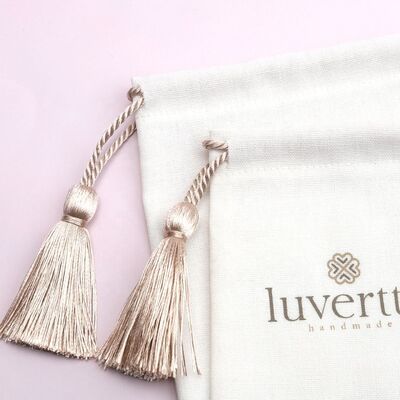 Cotton Linen Drawstring Gift Pouch Custom Logo Printing With Tassel