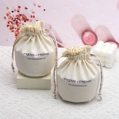 Round Bottom Drawstring Cotton Dust Bag Eco Friendly Candle Packaging 12x15