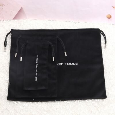 Velvet Drawstring Shoe Bag Clothing Hat Dust Pouch Screen Printed With Bead