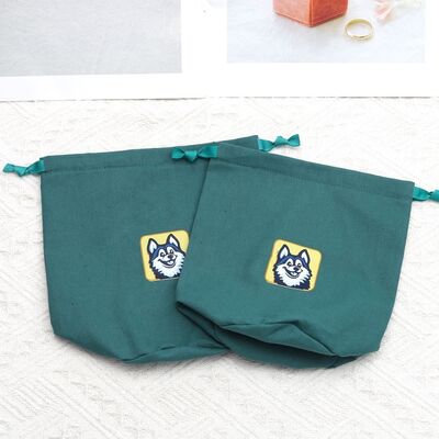 Round Bottom Cotton Linen Makeup Drawstring Bag Custom Logo Printed