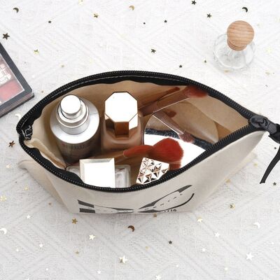 Canvas Cosmetic Zipper Bag Custom Logo Printed Small Recyclable Makeup Pouch