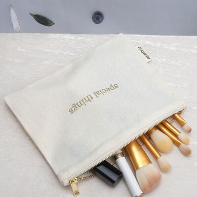 Eco Friendly Custom Printed Makeup Organic Cotton Linen Plain Bag With Zipper