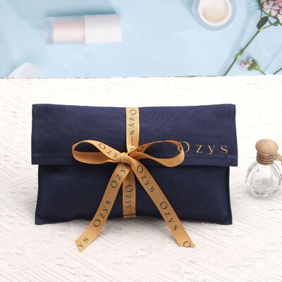 Cotton Linen Envelope Flap Pouch Dustproof Cosmetic Handbag Packaging 30x20cm