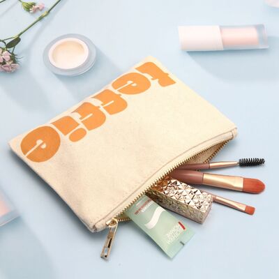 Custom Printed Cotton Zipper Makeup Pouch Organic Recyclable Cotton Travel Bag