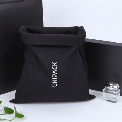 Black Cotton Twill Drawstring Dust Bag Underwear Shoe Clothes Storage Custom Logo