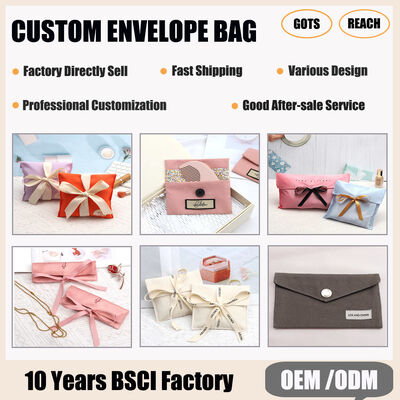 Cotton Muslin Envelope Bag With Bow Protecting Clothes Wallet Handbag