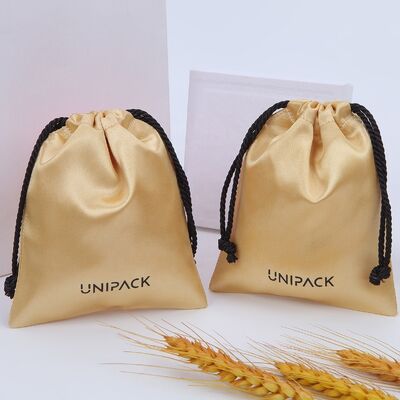 Small Satin Drawstring Custom Dust Bag for Cosmetic Jewelry Hair Wig