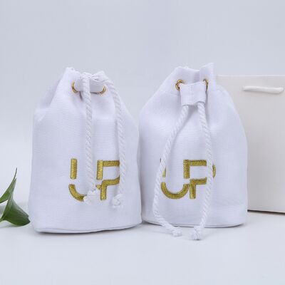 Custom Embroidery Canvas Drawstring Pouch  Golf Balls Storage Bag for Cosmetics Products