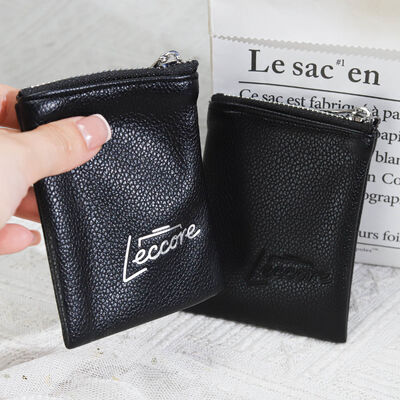 Customized Pu Leather Zipper Bag Waterproof Screen Printing Logo Pu Leather Zipper Pouch