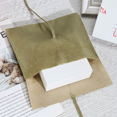 Personalized Suede Envelope Gift Bag With Logo High End Suede Flap Packaging Pouch