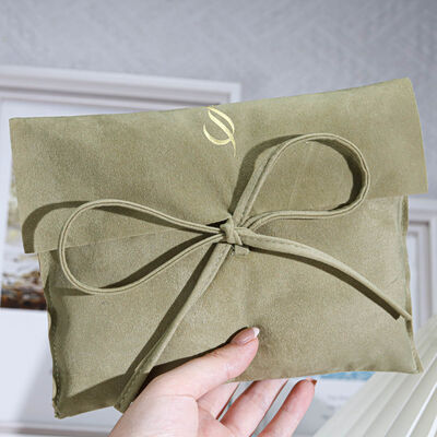 Personalized Suede Envelope Gift Bag With Logo High End Suede Flap Packaging Pouch