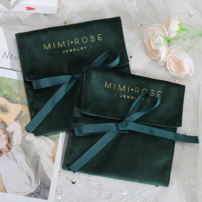 Personalized Suede Envelope Gift Bag With Logo High End Suede Flap Packaging Pouch