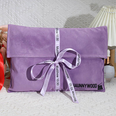Personalized Suede Envelope Gift Bag With Logo High End Suede Flap Packaging Pouch