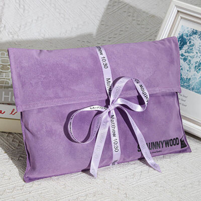 Personalized Suede Envelope Gift Bag With Logo High End Suede Flap Packaging Pouch