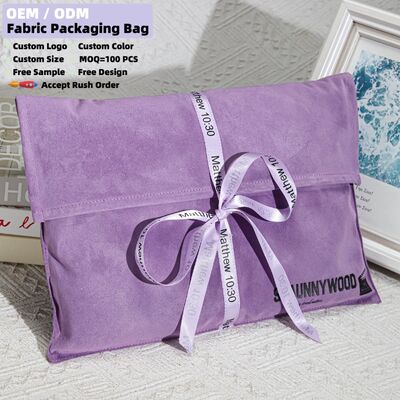 Personalized Suede Envelope Gift Bag With Logo High End Suede Flap Packaging Pouch